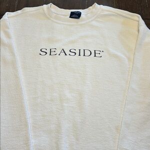 The Seaside Style White with Navy Ribbed Sweatshirt
